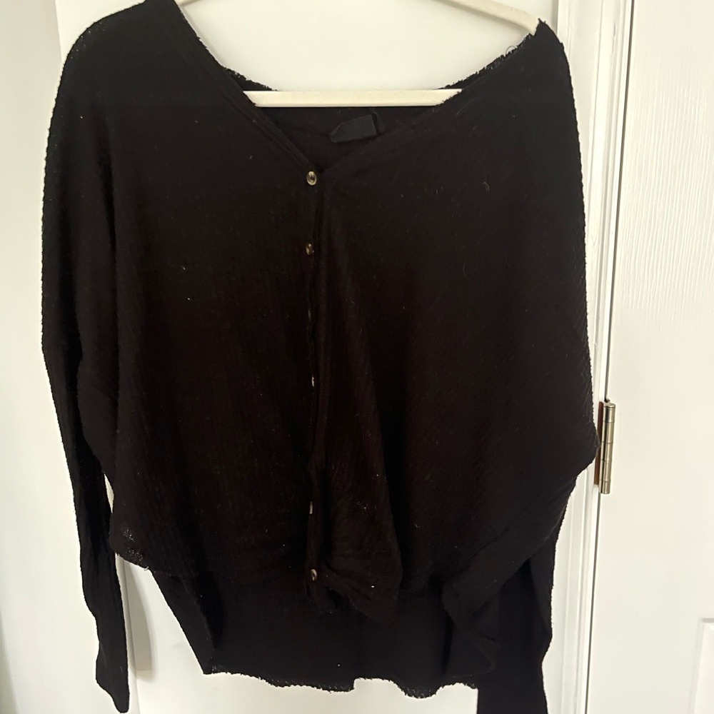 Women's Black Button down Sweater